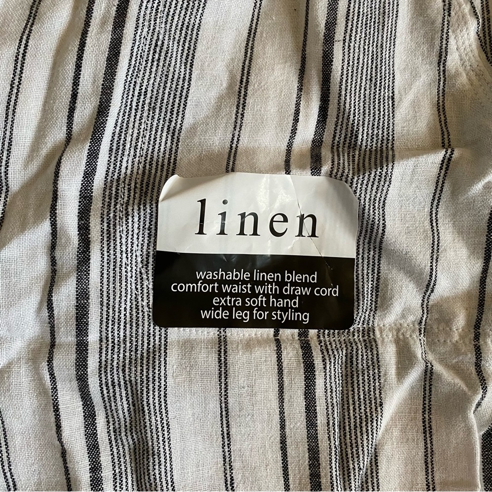 Dash Washable Linen Black & White Stripped Cropped Pant Size 2X NWT - Picture 8 of 9